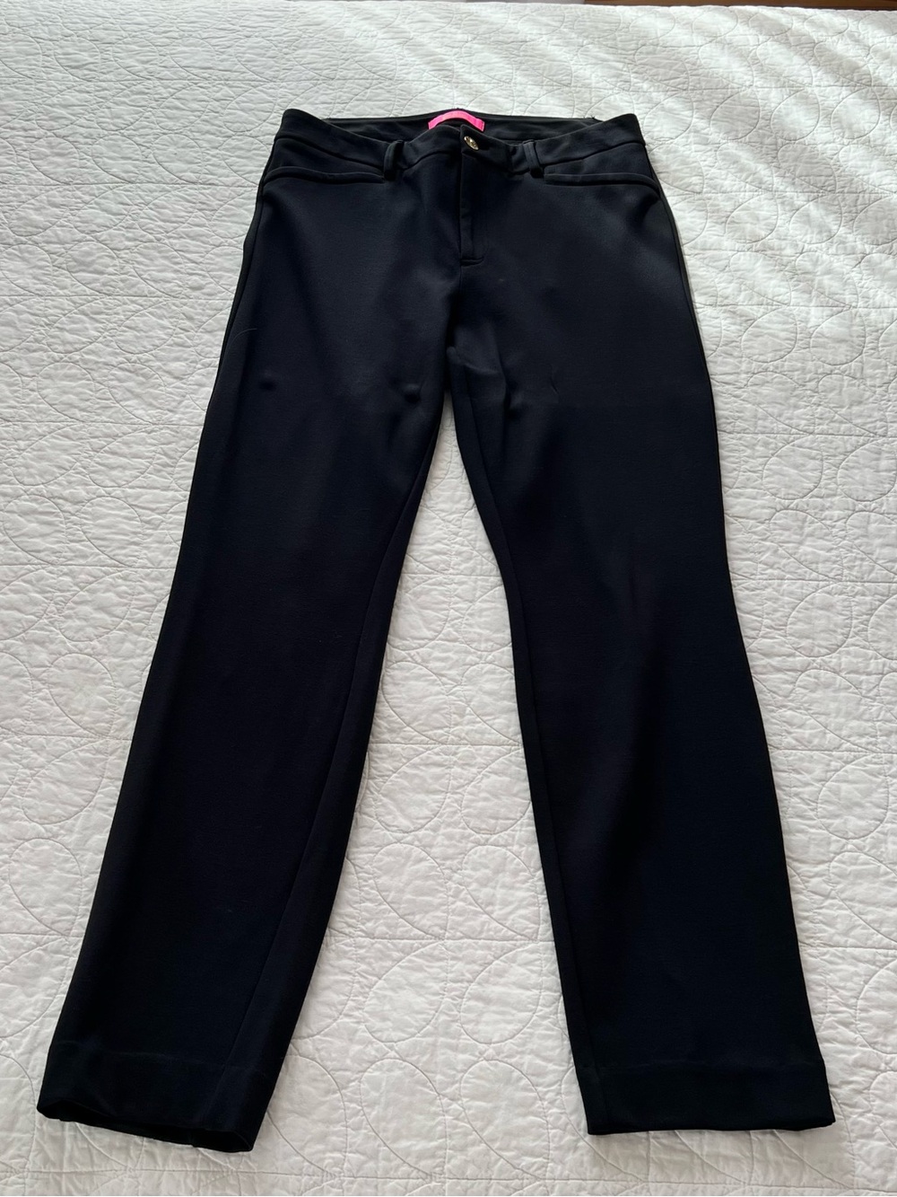 Lilly Pulitzer Black Stretch High Rise Ankle Pants - Quiet Luxury Professional